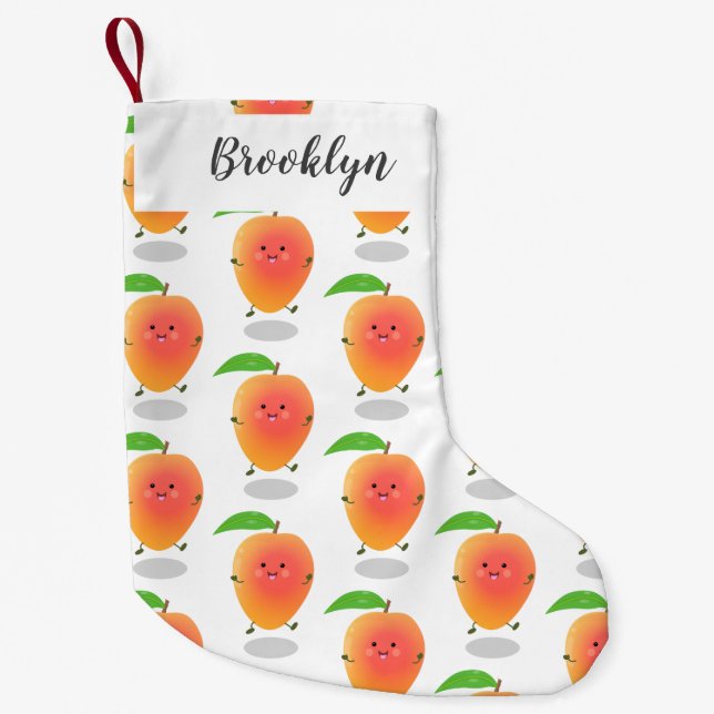 Cute lycklig mango tecknad illustration liten julstrumpa (Framsidan)