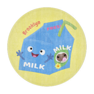 Cute lycklig mjölk-kartongens tecknad