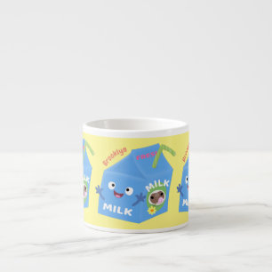 Cute lycklig mjölk-kartongens tecknad espressomugg