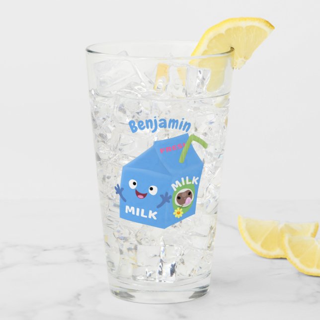 Cute lycklig mjölk-kartongens tecknad glaskopp (Bakside Is)