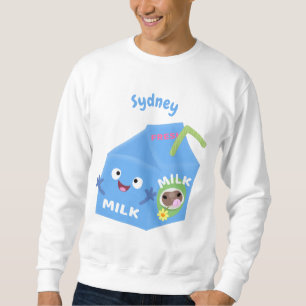 Cute lycklig mjölk-kartongens tecknad lång ärmad tröja