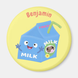 Cute lycklig mjölk-kartongens tecknad magnet