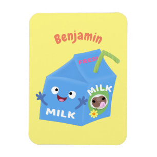 Cute lycklig mjölk-kartongens tecknad magnet