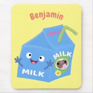 Cute lycklig mjölk-kartongens tecknad musmatta