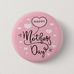 Cute Lycklig Mors dag Calligrafi PIN-knapp Knapp