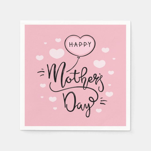 Cute Lycklig Mors dag calligraphy | Napkin Pappersservett (Framsidan)