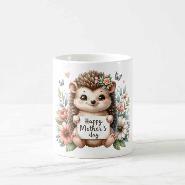 Cute Lycklig Mors dag Hedgehog Kaffemugg (Center)