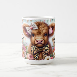 Cute Lycklig Mors dag/Highland Cow Kaffemugg