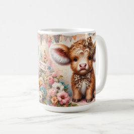 Cute Lycklig Mors dag/Highland Cow Kaffemugg