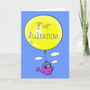 Cute lycklig mus med tecknad med ballong kort