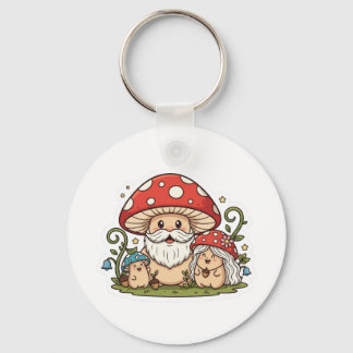 Cute Lycklig Mushroom-familjens tryckta nyckelkedj Nyckelring