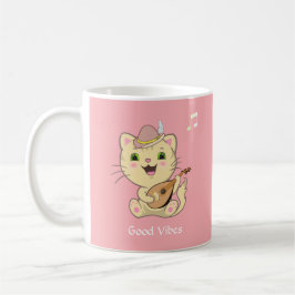 Cute Lycklig Musical Ginger Tabby katt på Ljusa ro Kaffemugg