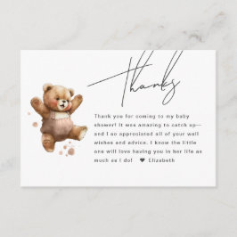 Cute Lycklig Nalle Baby Shower Tack för ditt kort