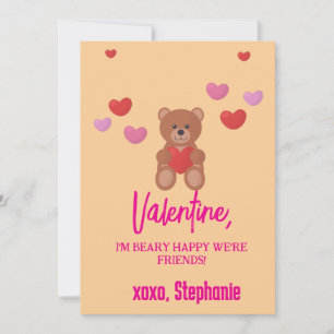 Cute Lycklig Nalle Kids Valentines day Inbjudningar