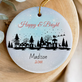 Cute lycklig och smart jultomte julgransprydnad keramik