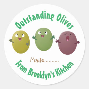 Cute lycklig-oliver bevarar tecknaden på betetiket runt klistermärke