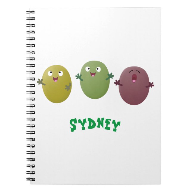 Cute lycklig olives sjunger tecknad anteckningsbok (Framsidan)