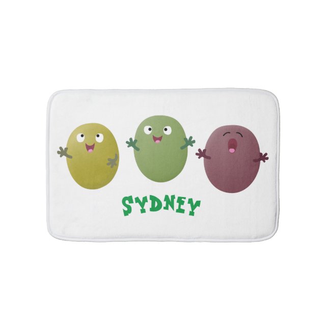 Cute lycklig olives sjunger tecknad badrumsmatta (Framsidan)