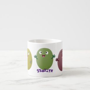 Cute lycklig olives sjunger tecknad espressomugg