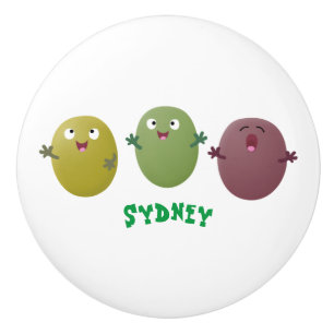 Cute lycklig olives sjunger tecknad knopp