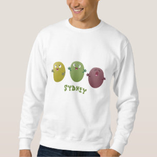 Cute lycklig olives sjunger tecknad lång ärmad tröja