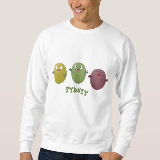 Cute lycklig olives sjunger tecknad lång ärmad tröja (Framsida)