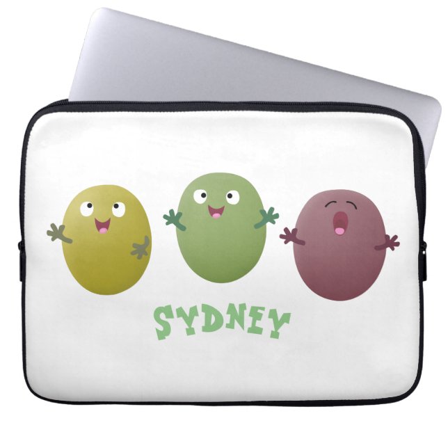 Cute lycklig olives sjunger tecknad laptop fodral (Framsidan)