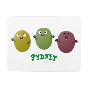 Cute lycklig olives sjunger tecknad magnet
