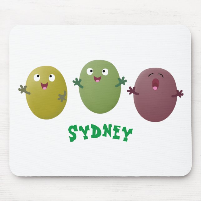 Cute lycklig olives sjunger tecknad musmatta (Framsidan)