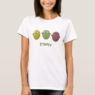 Cute lycklig olives sjunger tecknad t shirt
