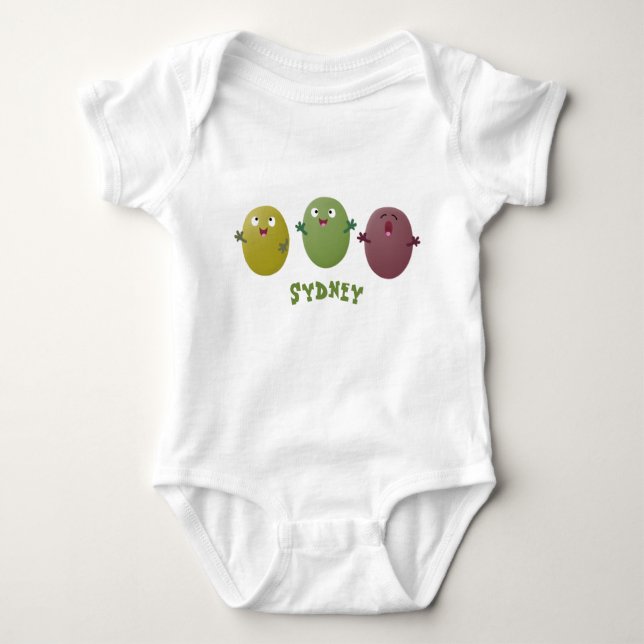 Cute lycklig olives sjunger tecknad t shirt (Framsida)