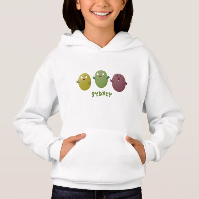 Cute lycklig olives sjunger tecknad t shirt (Framsida)