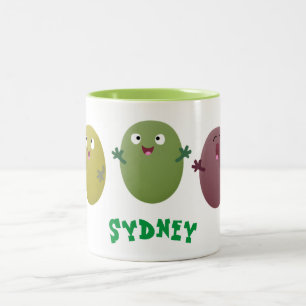 Cute lycklig olives sjunger tecknad Två-Tonad mugg