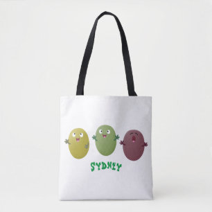 Cute lycklig olives sjunger tecknad tygkasse