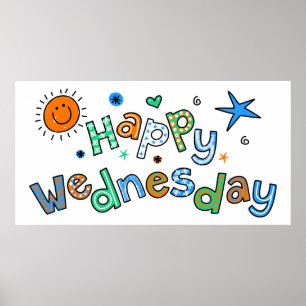 Cute Lycklig Onsdag vecka Hälsning textuttryck Poster