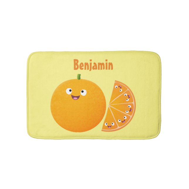 Cute lycklig orange citrus tecknad badrumsmatta (Framsidan)