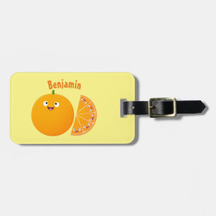 Cute lycklig orange citrus tecknad bagagebricka