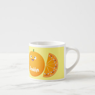 Cute lycklig orange citrus tecknad espressomugg
