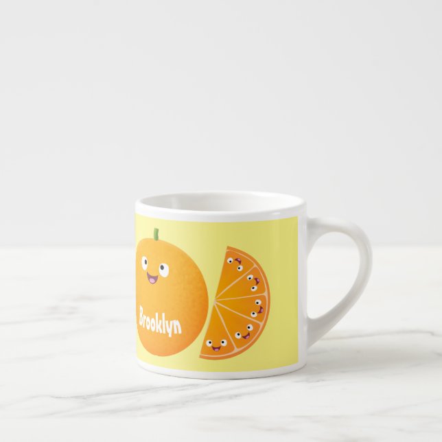 Cute lycklig orange citrus tecknad espressomugg (Höger)