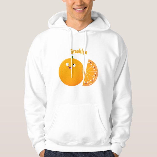 Cute lycklig orange citrus tecknad hoodie (Framsida)
