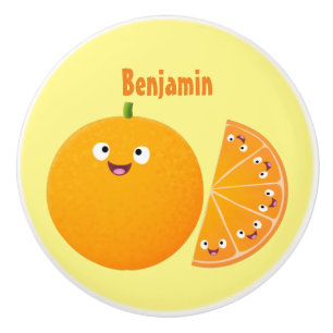 Cute lycklig orange citrus tecknad knopp