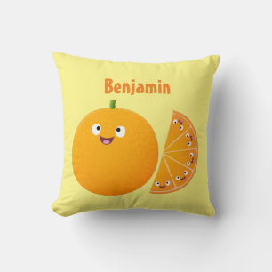 Cute lycklig orange citrus tecknad kudde