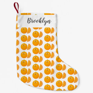 Cute lycklig orange citrus tecknad liten julstrumpa