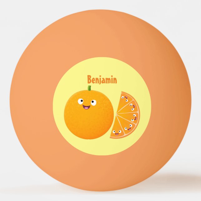 Cute lycklig orange citrus tecknad pingisboll (Framsidan)