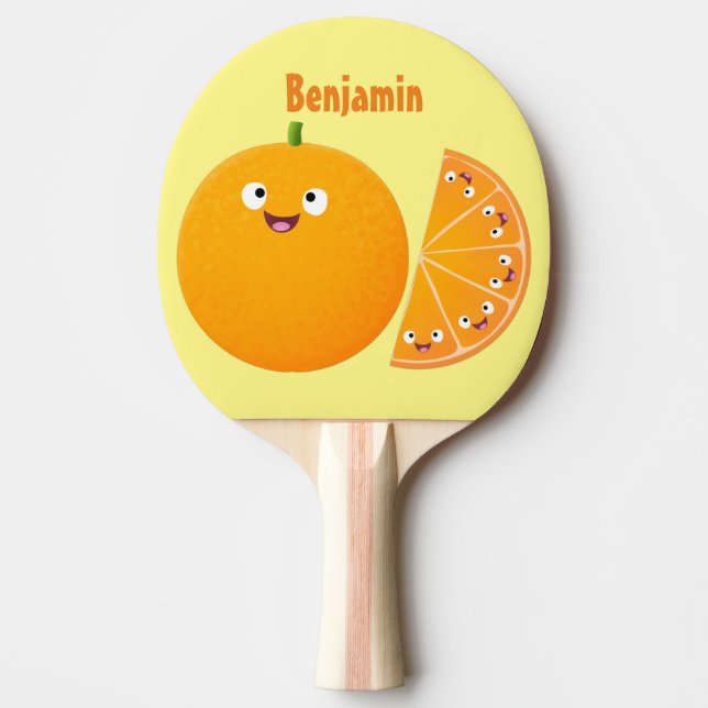 Cute lycklig orange citrus tecknad pingisracket (Framsidan)
