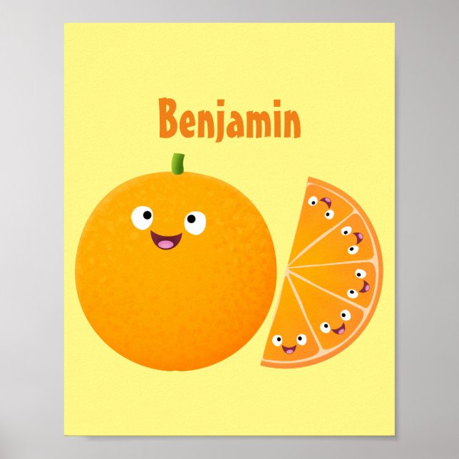 Cute lycklig orange citrus tecknad poster (Framsidan)