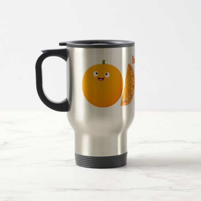 Cute lycklig orange citrus tecknad resemugg (Vänster)