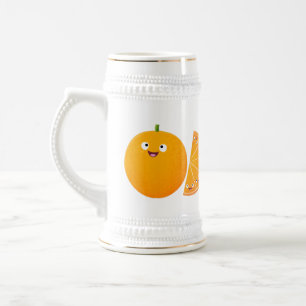 Cute lycklig orange citrus tecknad sejdel