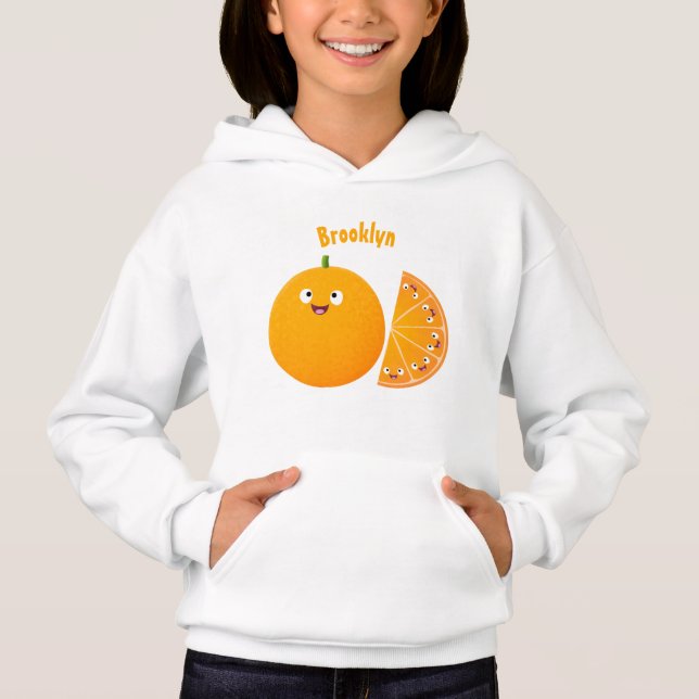 Cute lycklig orange citrus tecknad t shirt (Framsida)