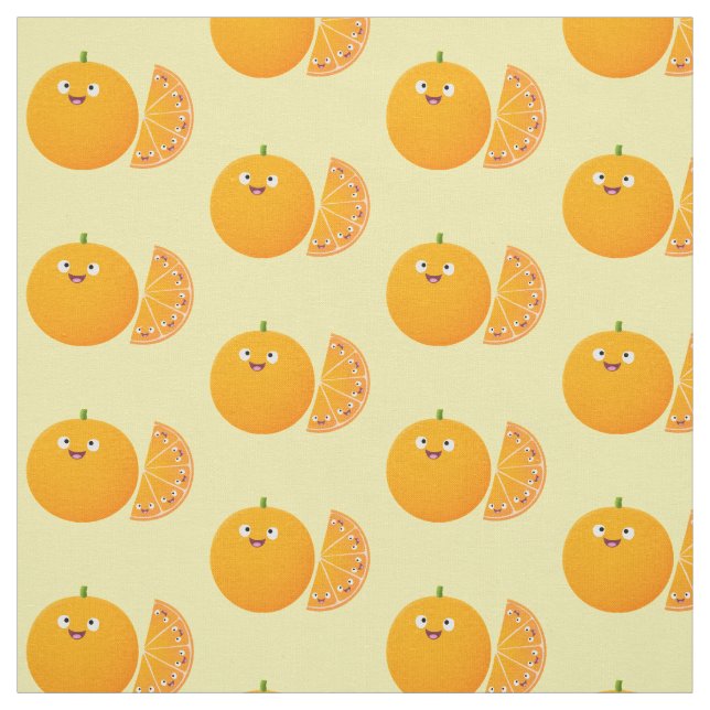 Cute lycklig orange citrus tecknad tyg (Provkarta)